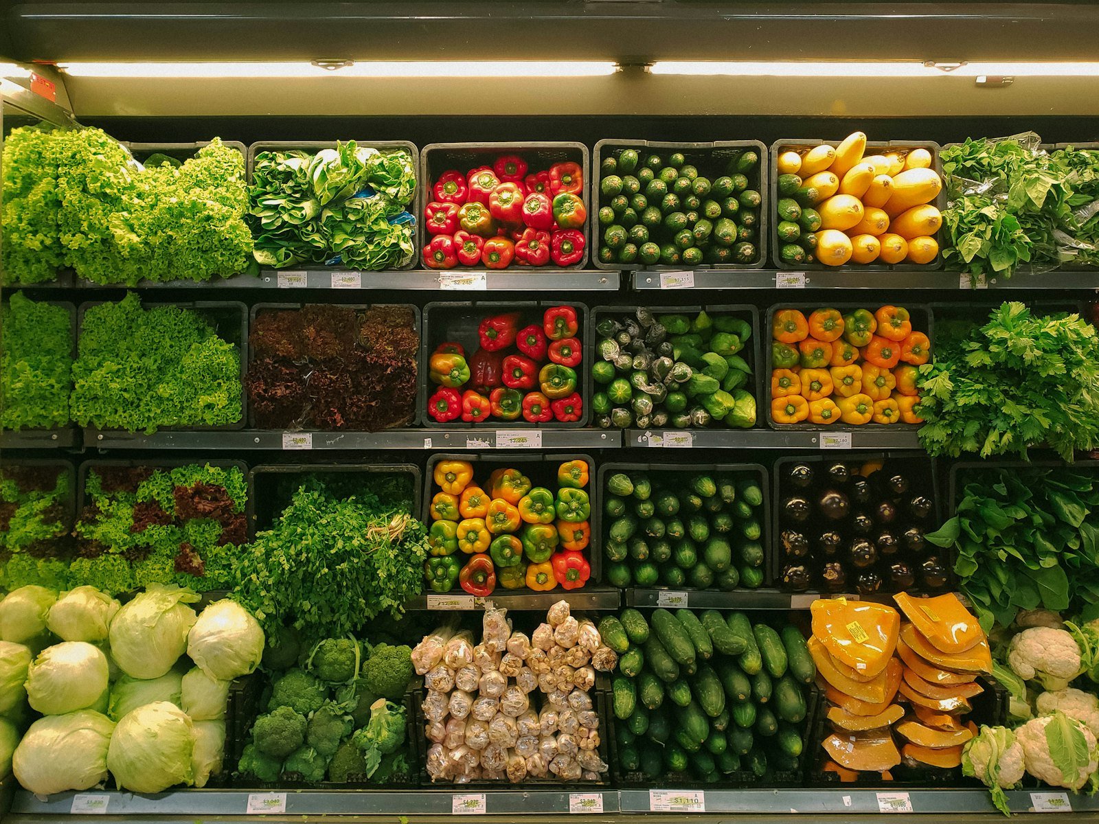 Fresh groceries stacked at AIA Family cash and carry